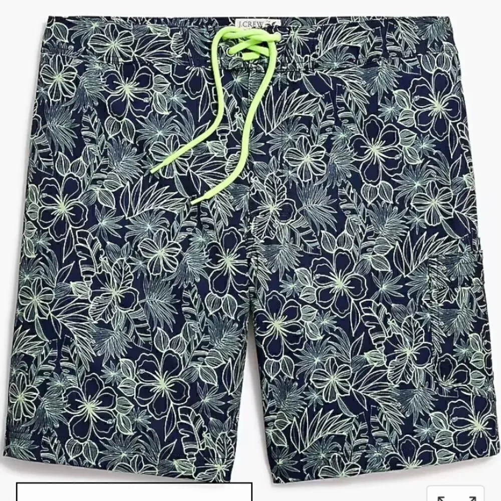 J. Crew Factory Men’s Pineapple Blue Hawaiian Print Flex Swimwear 9” Board Short